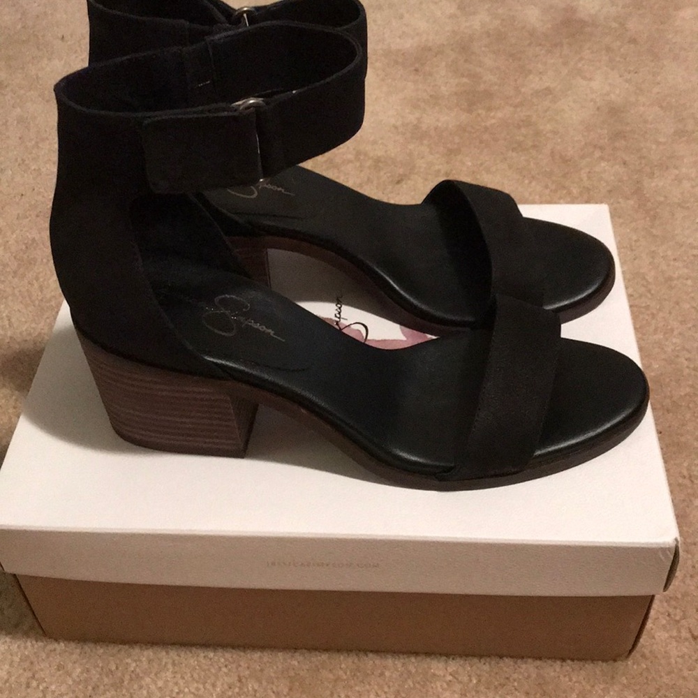 Jessica Simpson black block heeled sandals